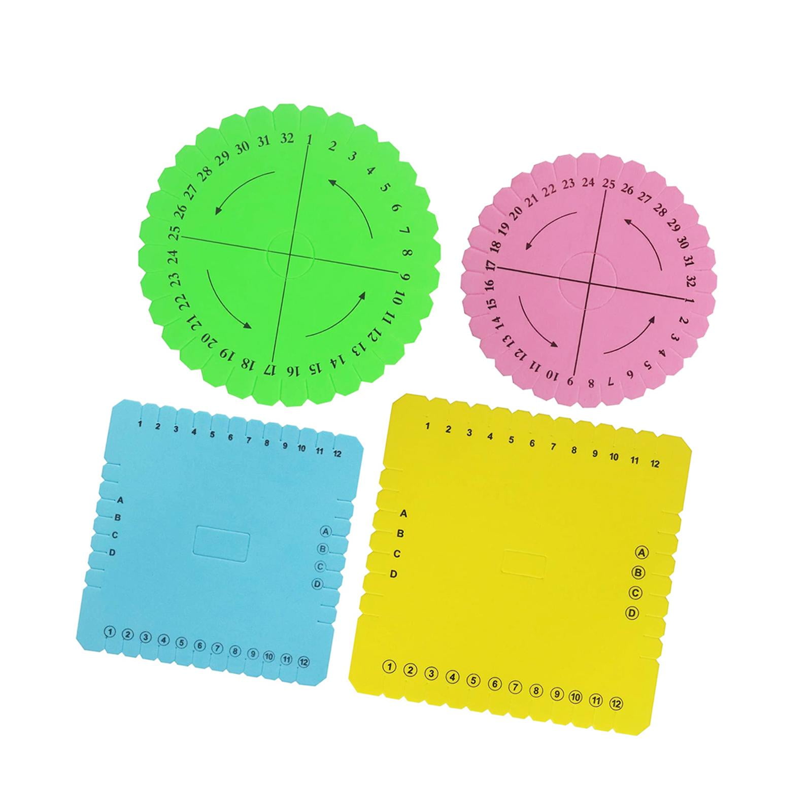 Magideal - Kumihimo Cuadrado Redondo, 4 Piezas, Placa Tejida De Color, Disco De Cordón De Cuentas Kumihimo, Juego De Discos Kumihimo Para Alambre De Hilo Fino Co