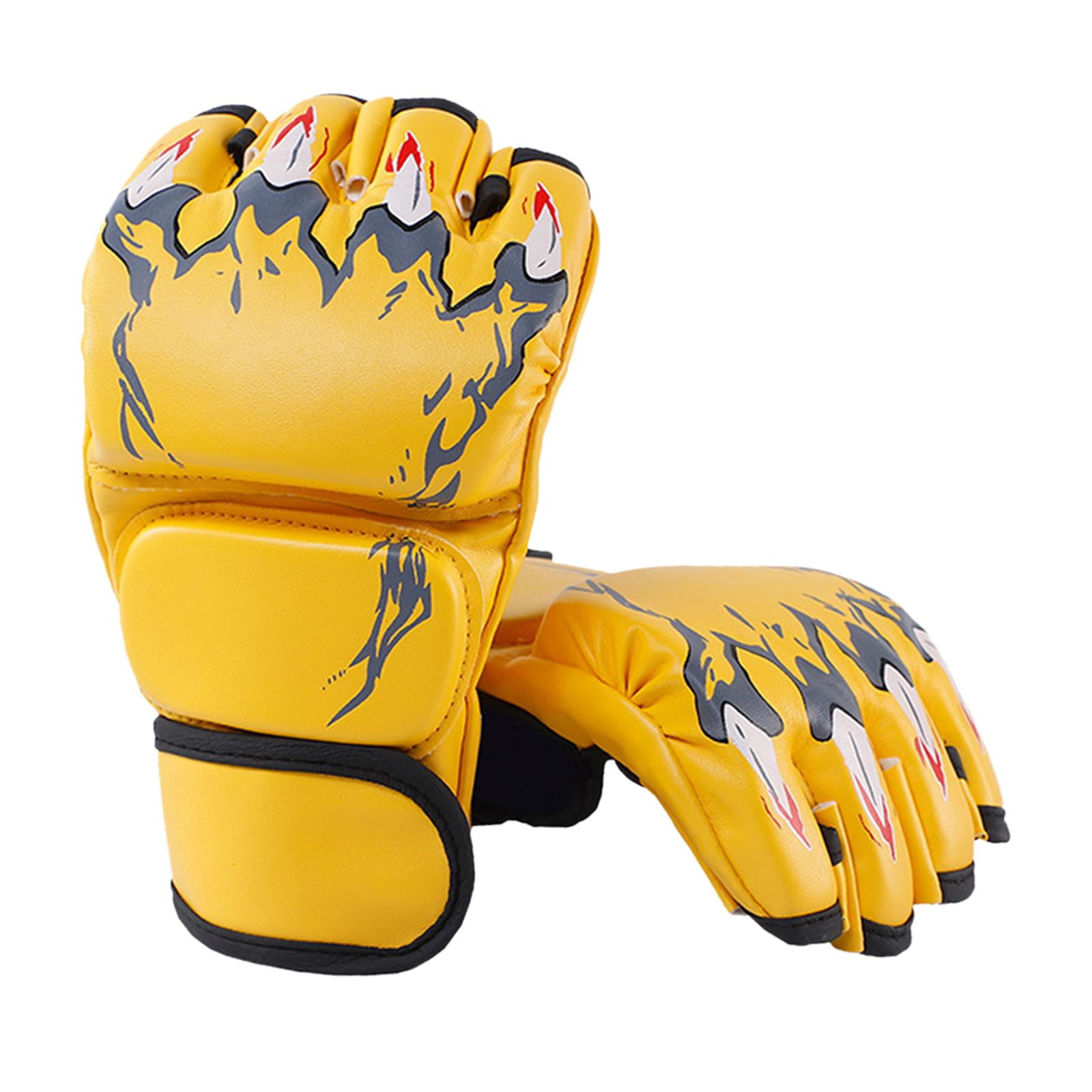 Ioensy - Guantes De Boxeo Equipo De Protección Transpirable Para Hombres Mujeres Saco De Boxeo Sparring Garra De Tigre Amarillo