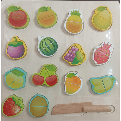 Genérico - Set De Frutas Y Verduras Con Imán Didáctico De Madera Para Niños