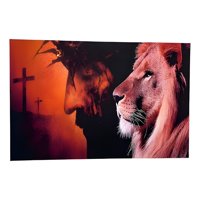 Genérico - Cuadro Jesús Y León Lienzo 85X55 Negro