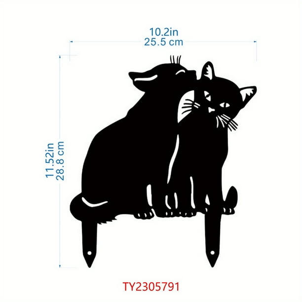 1pc Cute Cat Family Garden Stakes - Decorative Silhouette Animal Outdoor Statues for Cat Lovers - Perfect for Yard, Garden, and Halloween Decorations