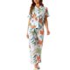 thumbnail image 2 of INSPIRE CHIC Conjunto de Pijama de Satén para Mujer con Botones, Manga Corta y Pantalones Sueltos, Ropa de Dormir Sedosa XS Verde, 2 of 6