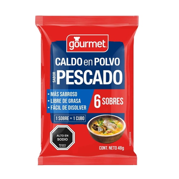 Caldo en Polvo Sabor Pescado (6 Sobres) Bolsa, 48 g