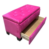 Muebles Hvm - Banqueta Baul Zapatero Rosado Felpa