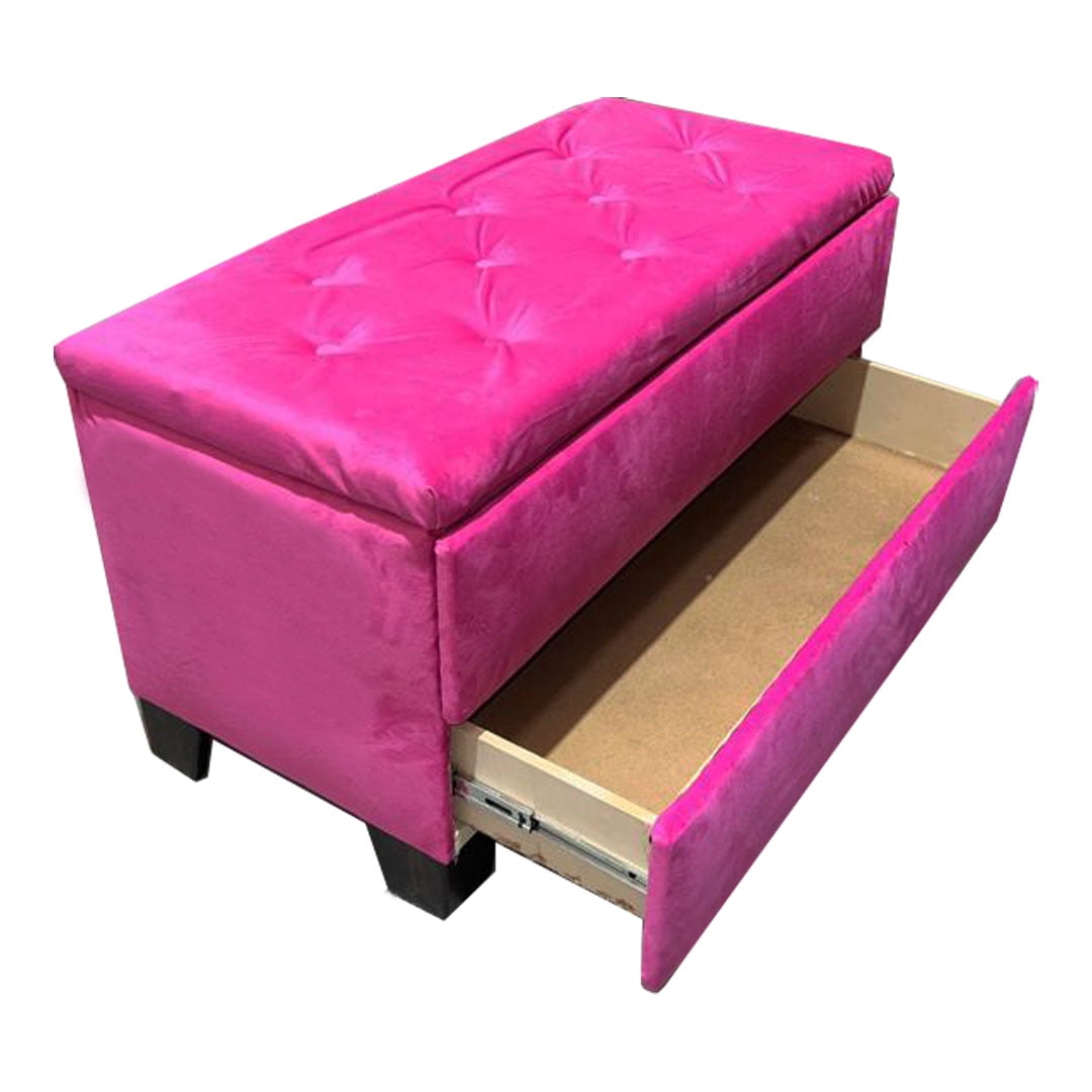 Muebles Hvm - Banqueta Baul Zapatero Rosado Felpa