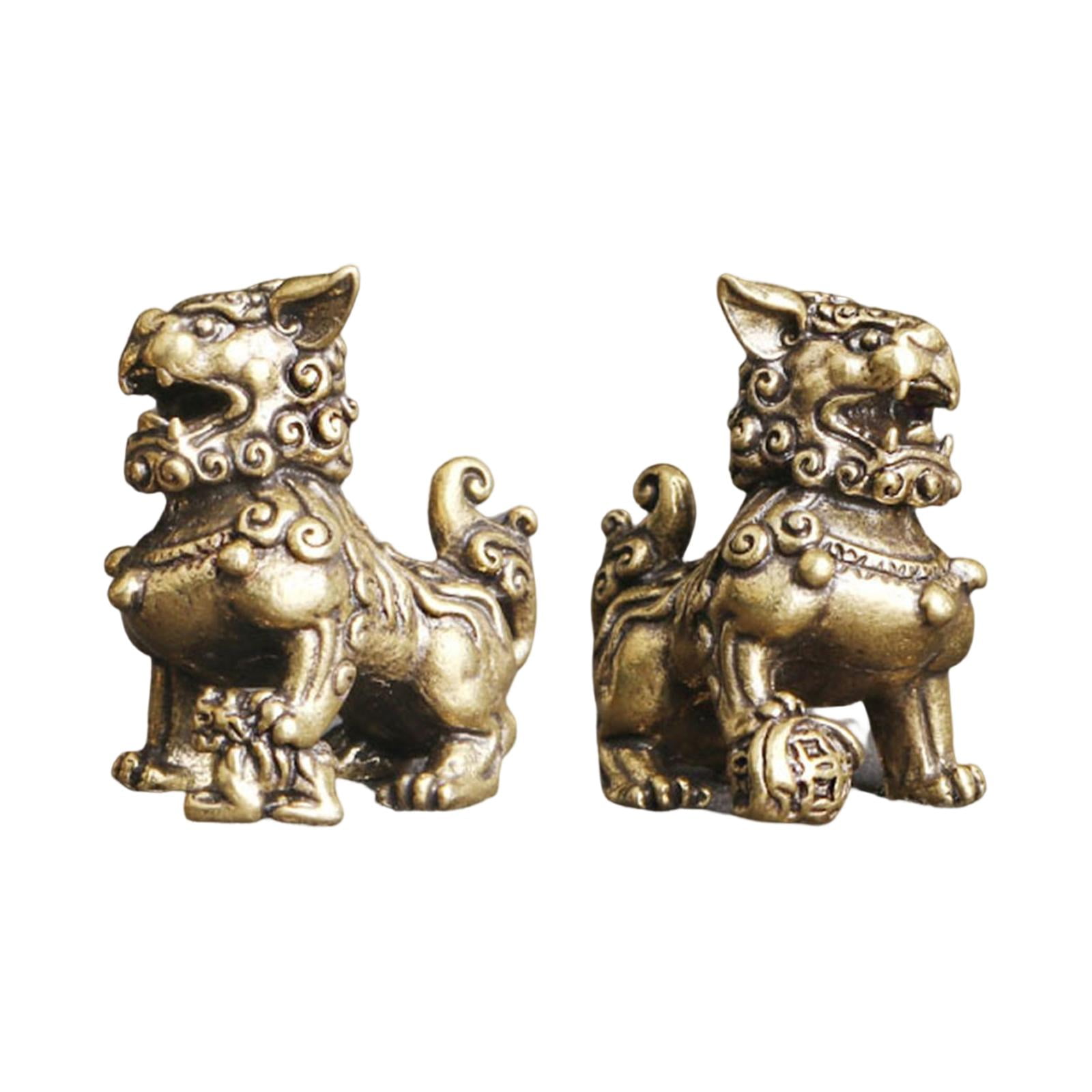 Magideal - Estatua De León Escultura Animal Adorno Escultura Tallada Figura Ornamental De Cobre Antideslizante Para Escritorio Regalo Decoración Hogar Oficina Negocio 32mm