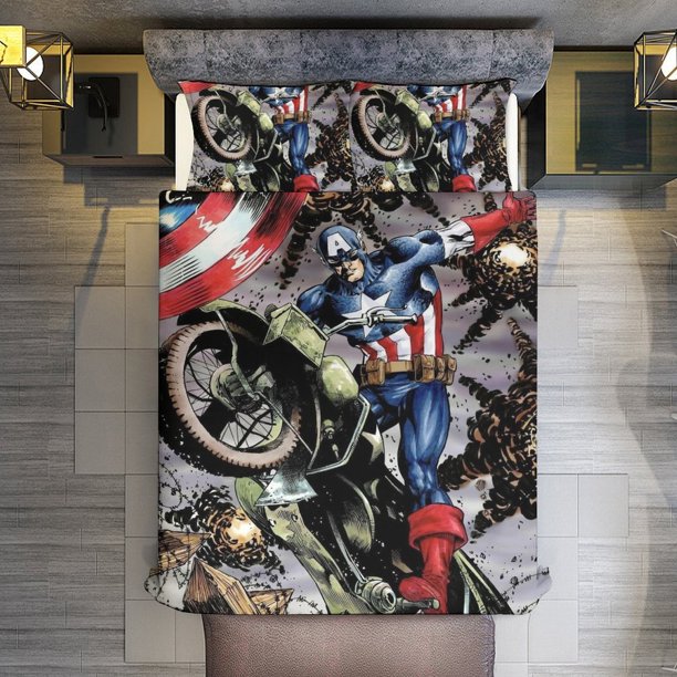 Capitan America Comforter Set for Kids Boys Teen Men Tween 3D Lightweight Microfiber Bedding Sets