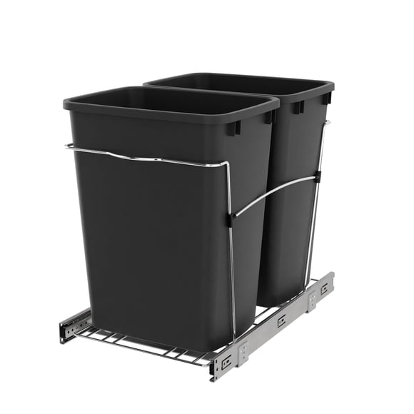 Bote de Basura Rev-A-Shelf RV-18KD-18C S Doble Extraíble 35L Negro