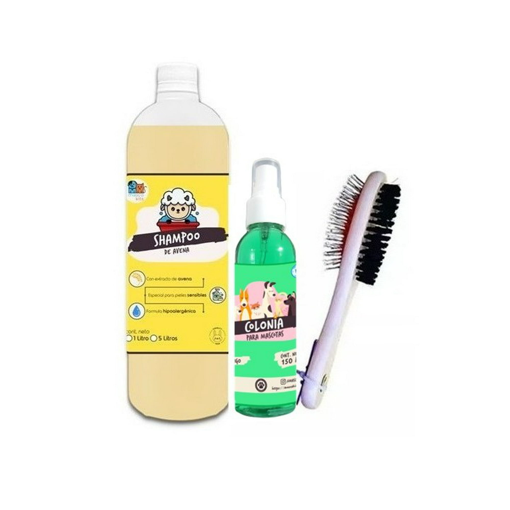 Mascokits - Kit Perros Shampoo Avena 1 Lt + Colonia Mango 150 Ml + Peine