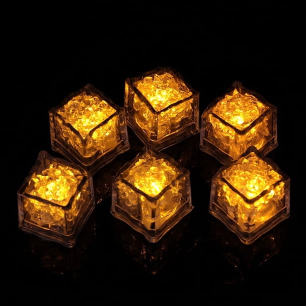 Cubitos de hielo iluminados, paquete de 12, reutilizables, brillantes y parpadeantes, para fiestas en bares y clubes.