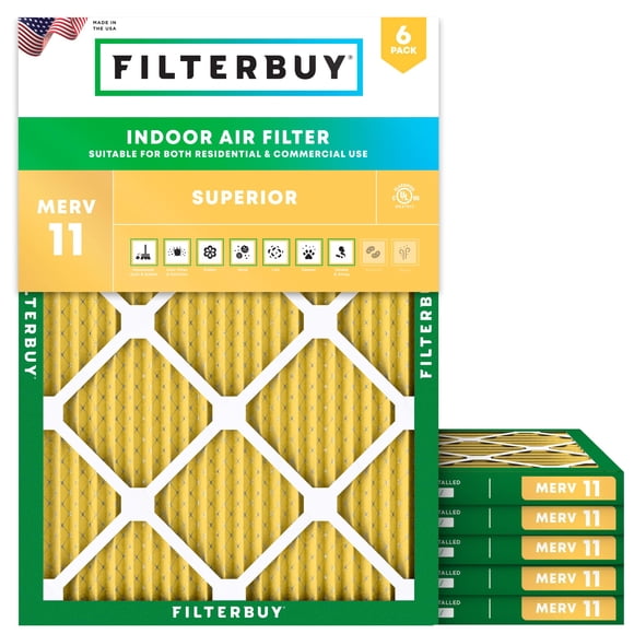 Filtro de aire Filterbuy MERV 11 20x24x1 (paquete de 6) Allergen Defense