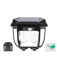 Oem - Farol Solar Decorativo Luz Calida Doble Negro
