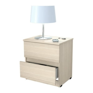 Inval - Velador 2 Cajones 51Cm X 48Cm X 37,5Cm Arena Blanco