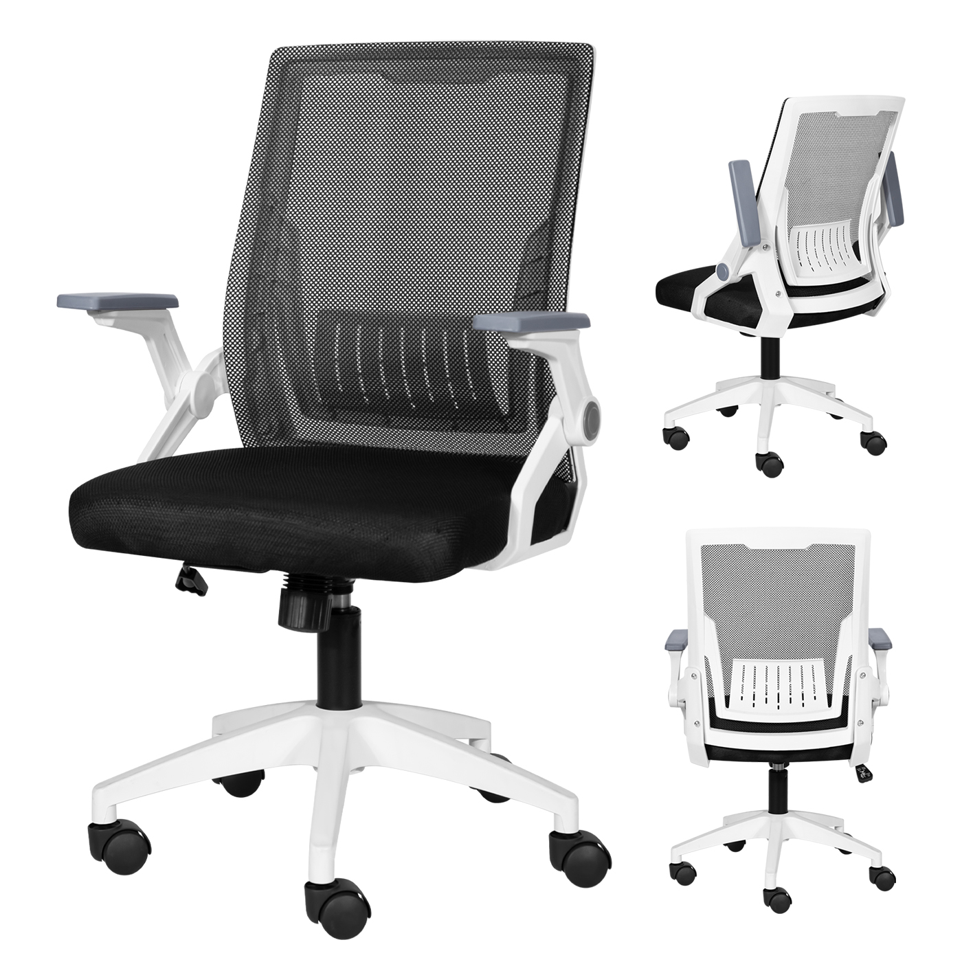 Vidita - Silla Carla Ergonómica Asiento De Memoria Silla De Oficina Blanco