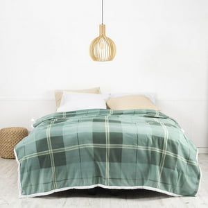 Mashini - Frazada Polar-Sherpa Estampada 1.5 P Tartan Verde