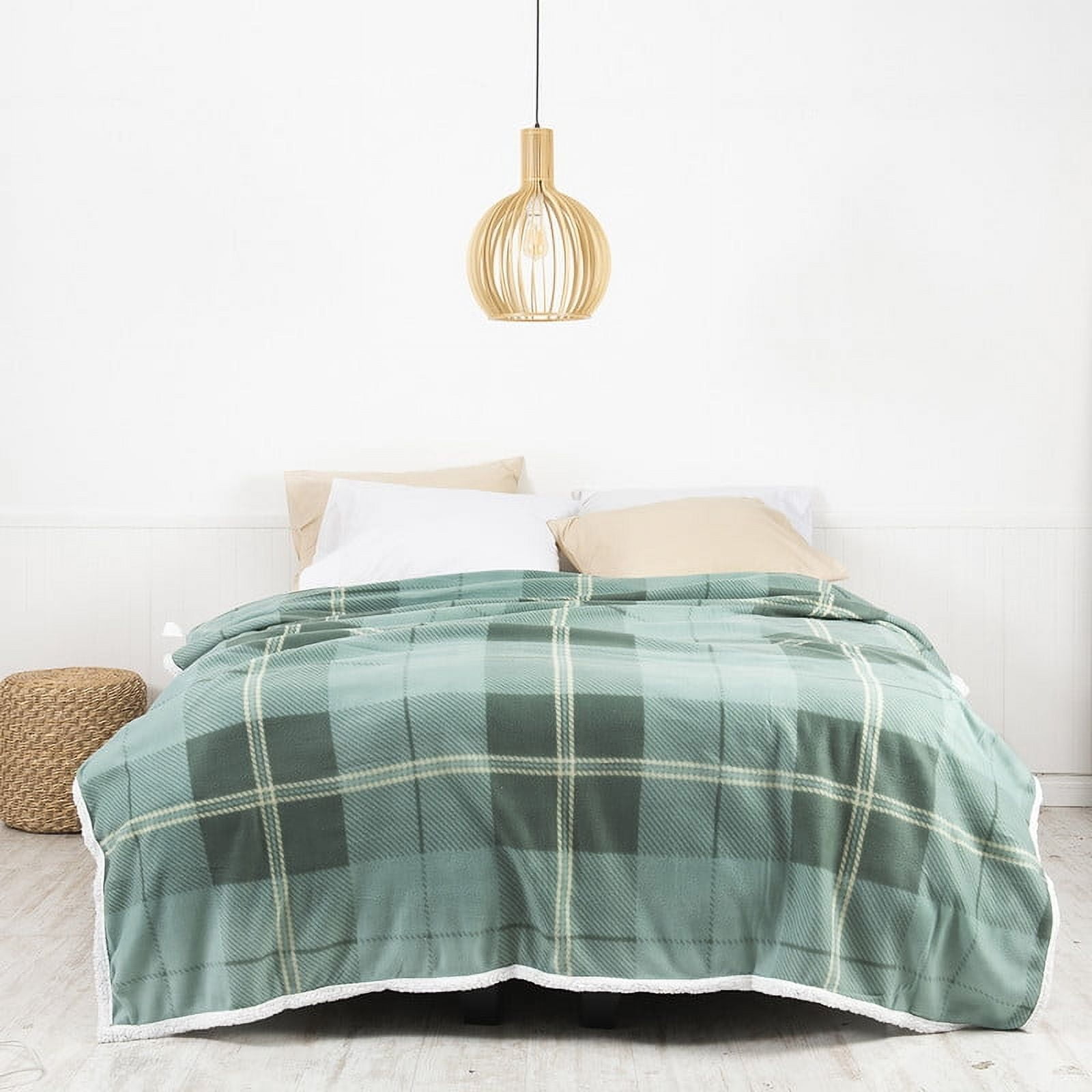 Mashini - Frazada Polar-sherpa Estampada 1.5 P Tartan Verde
