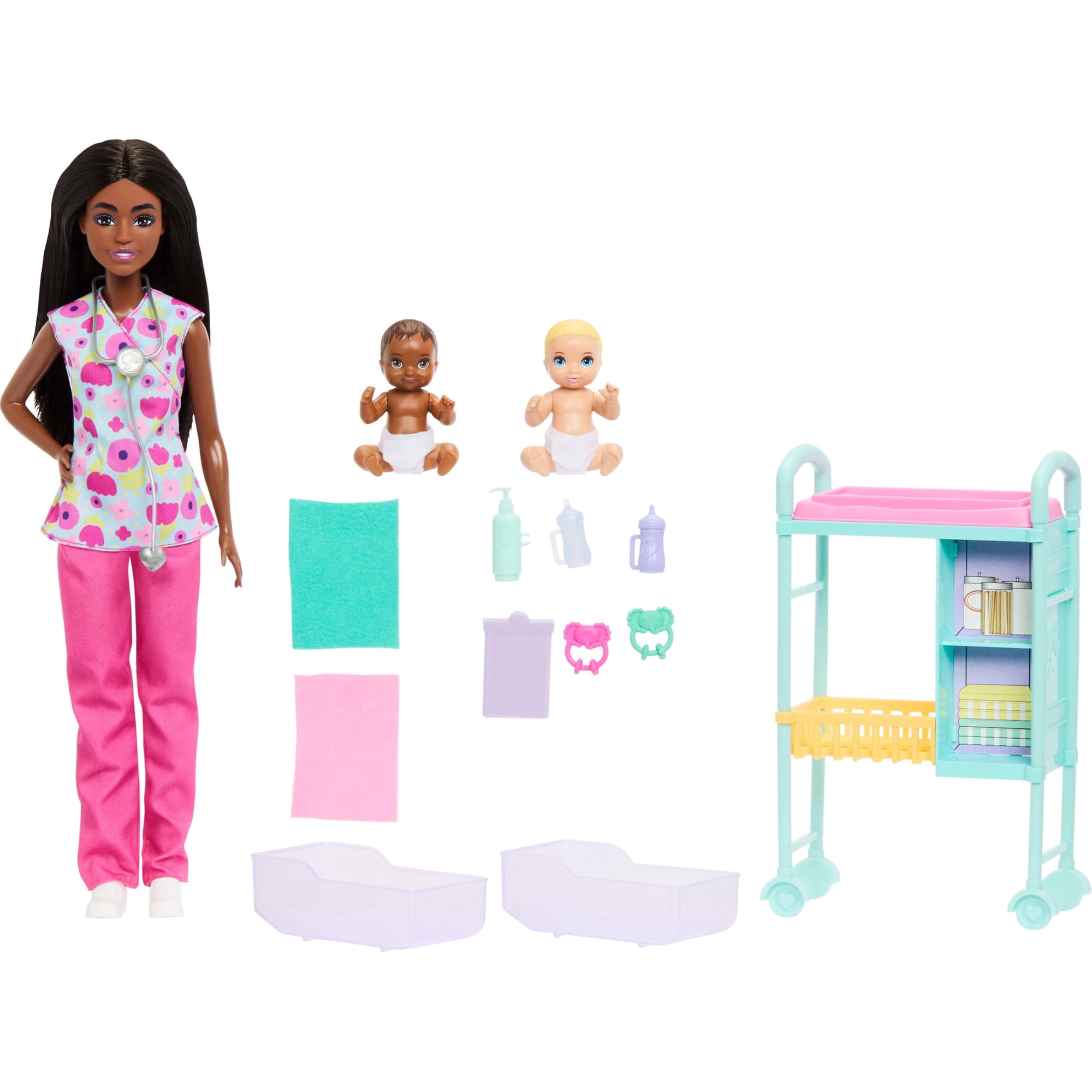 Muñeca Barbie Careers Baby Doctor Con 2 Pacientes De Muñecas