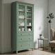 thumbnail image 2 of Vitrina de madera Vintage 90x35x180 color verde con madera natural, 2 of 3