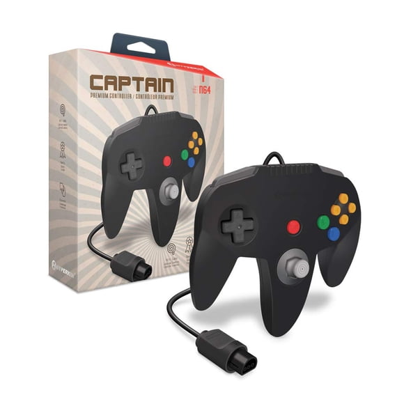 Control Hyperkin Captain Premium para N64 (Negro)