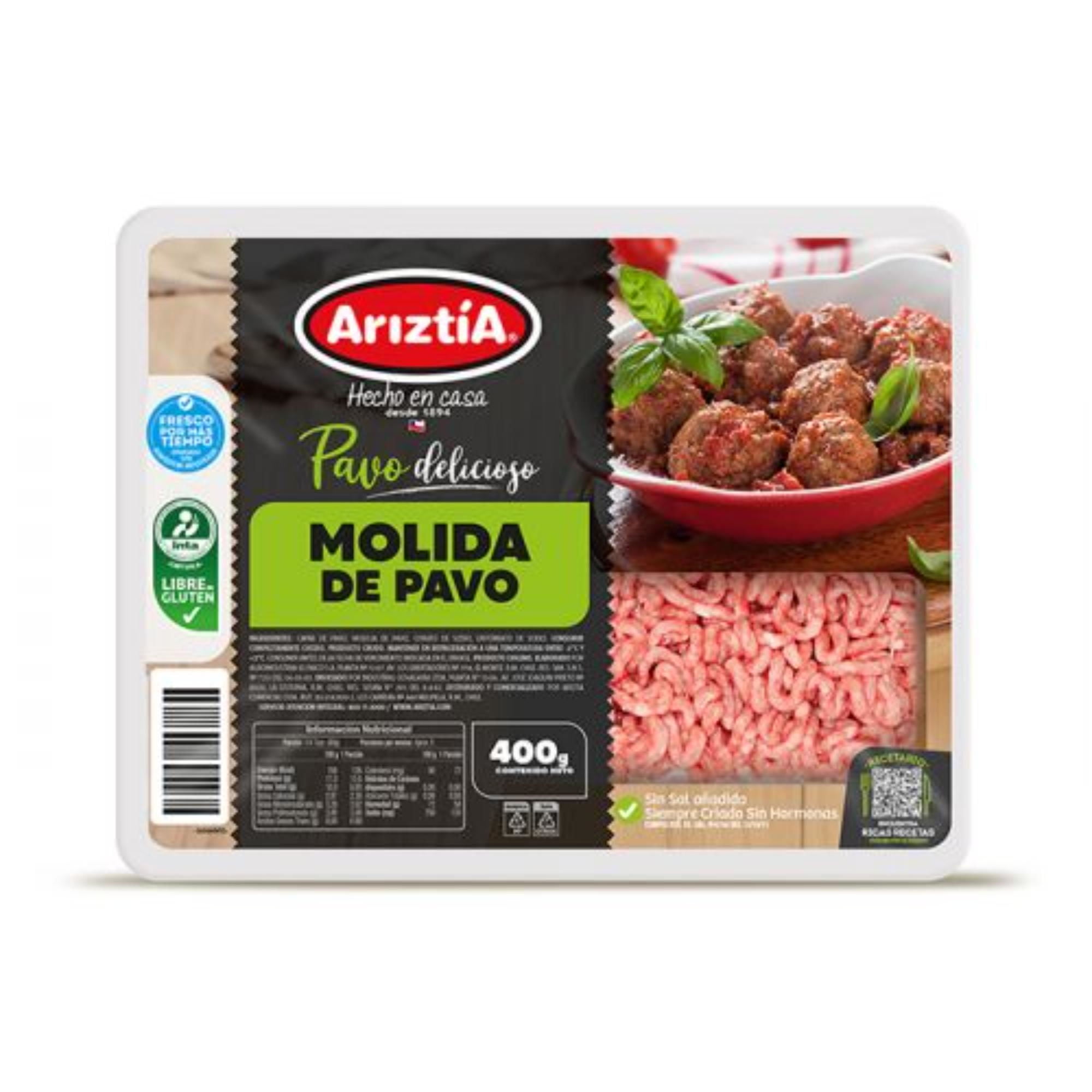 Carne Molida De Pavo Envasada 400 g Ariztia
