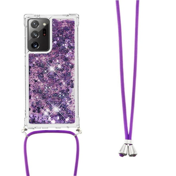 Funda FOXDOCK para Samsung Galaxy Note 20 Ultra con Cuerda Ajustable, Brillo Líquido, Protección Antigolpes y Lente – Ideal para Regalo