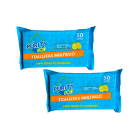 Purityeco - Pack 2 Paquetes Toallitas Desinfectantes Purity Eco Multiuso 50 Unidades Cada Uno