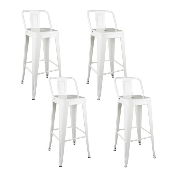 Pack 4 Taburetes Pisos Metal Tolix para con respaldo LF5-03HB - blanco