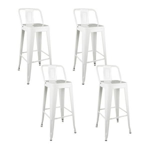 Castletec - Pack 4 Taburetes Pisos Metal Tolix Para Con Respaldo Lf5-03Hb - Blanco