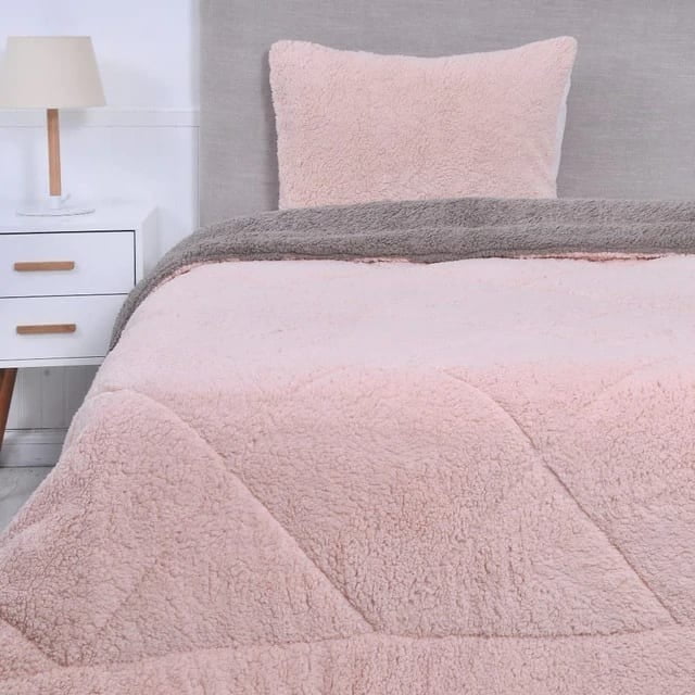 Genérico - Plumón 1.5 Plazas Microfibra Sherpa Estampado Bicolor