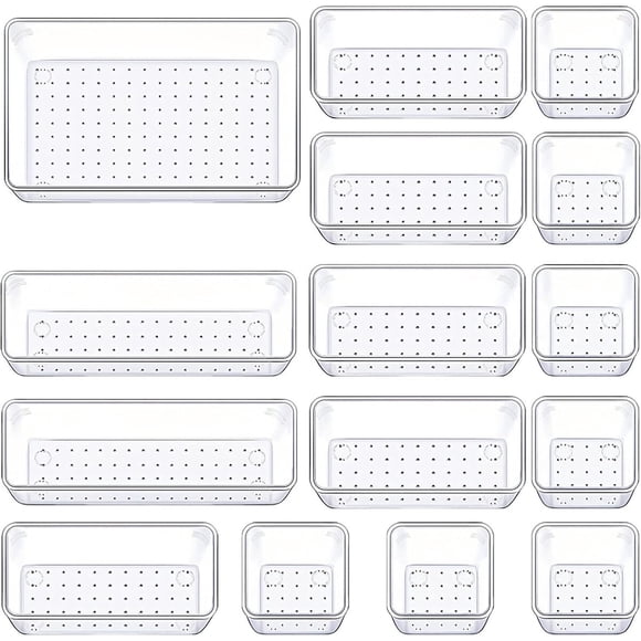Organizador de cajón Manalete set 15 de 4 tamaños transparente PET