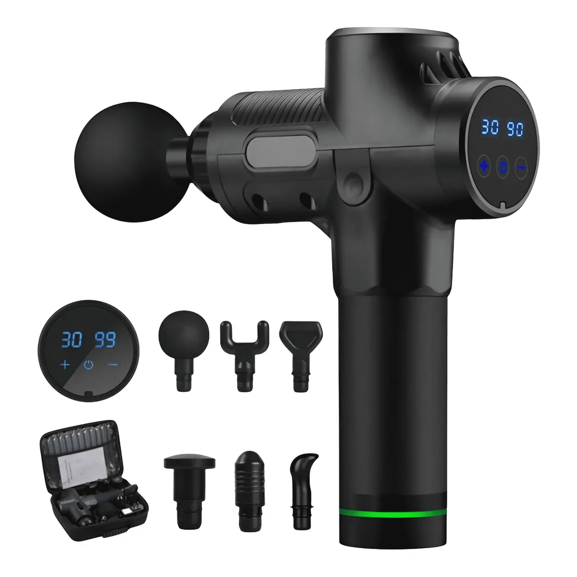 Masajeador Muscular Belug Pistola Masaje 30 Velocidades Digital Negro