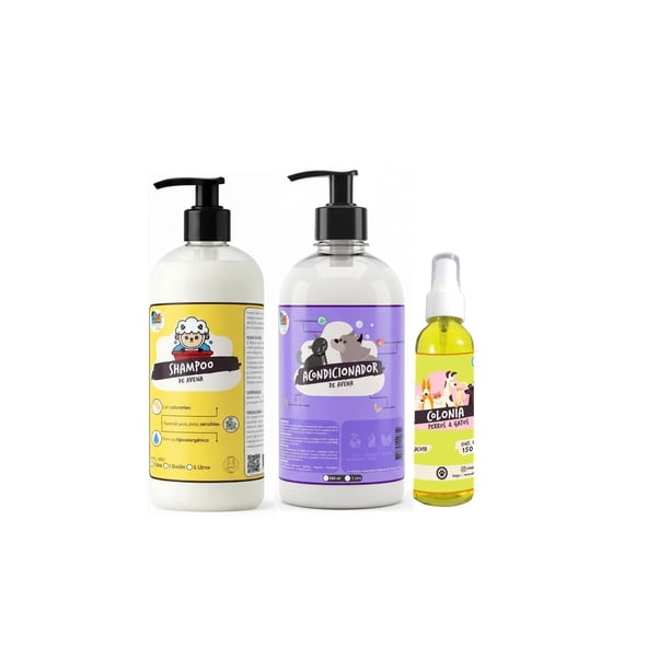 Shampoo + Acondicionador De Avena 1 Litro + Colonia Mascotas