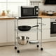 thumbnail image 2 of Carro de Cocina Cromado de 3 Niveles con Cubierta de Madera, 2 of 4