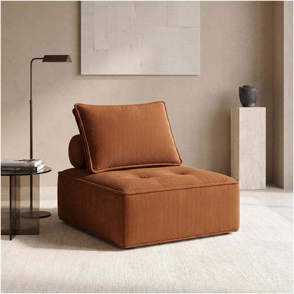 Sofá Lucía Modular Individual 85x85x85 Cm Sin Brazos Marrón Rayado