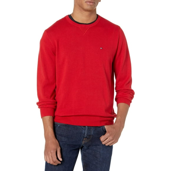 Jersey Tommy Hilfiger liso con cuello redondo para hombre Haute Red XS