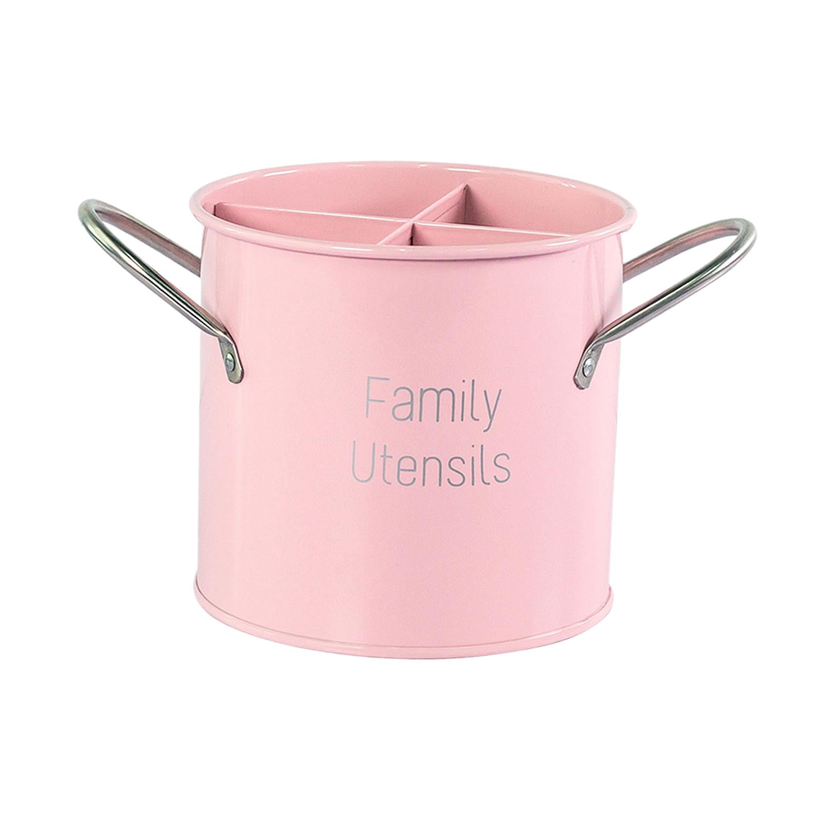 Magideal - Jaula Para Palillos, Estante De Almacenamiento De Vajilla, Portátil, 4 Compartimentos Con Asa, Estante Para Cubiertos, Soporte Para Utensilios De Coci Rosa