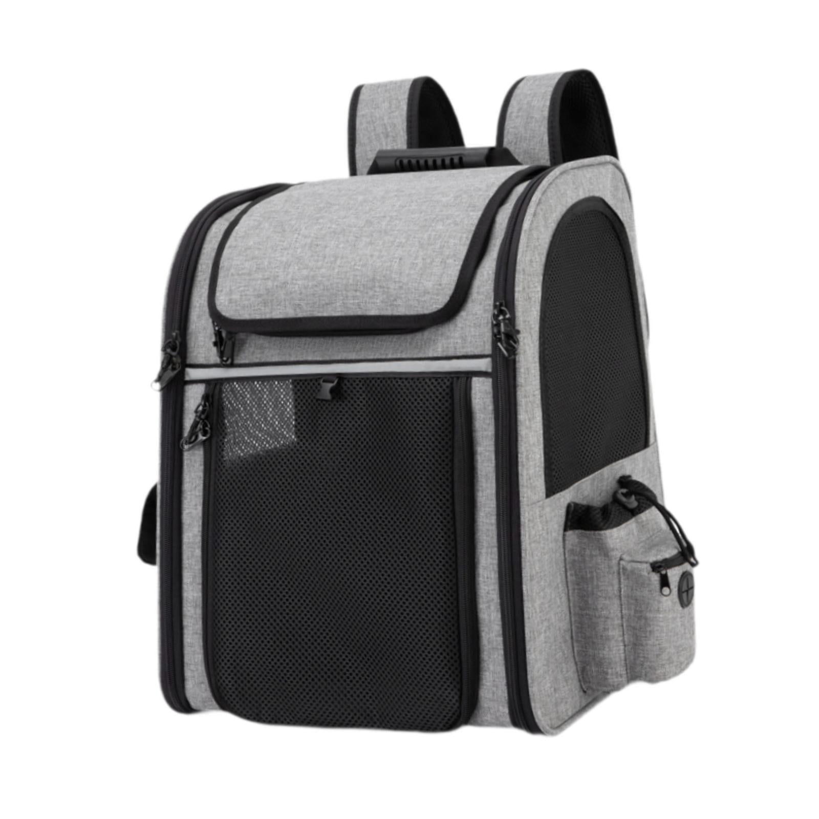 Magideal - Mochila Transportadora De Mascotas Con Soporte De Hebilla Expandible Para Gatos Pequeños Y Perros, Bolsa De Viaje Portátil De Gran Capacidad Para Masc Gris