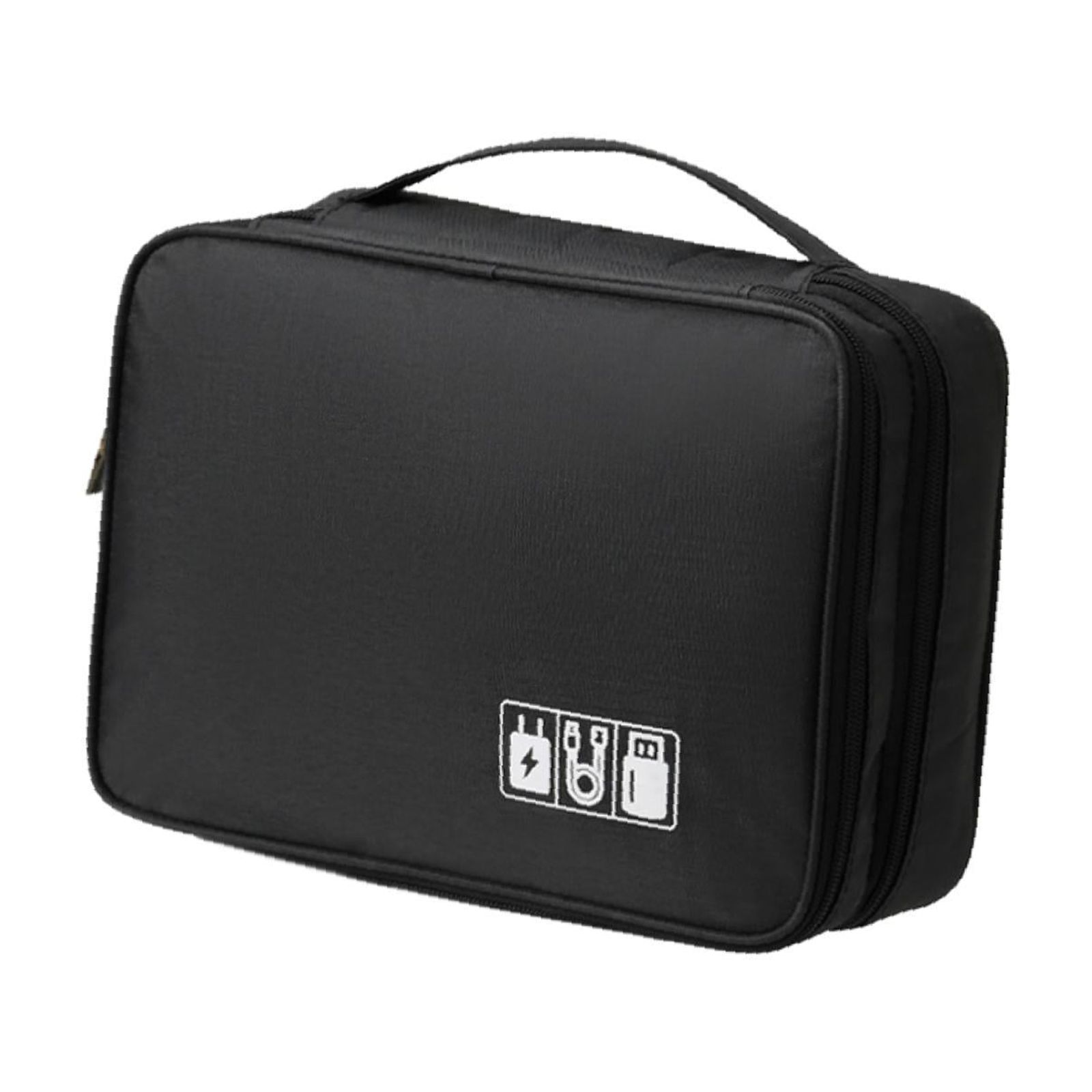 Magideal - Estuche Rígido Para Cargador Portátil, Organizador Electrónico, Estuche Rígido Con Cremallera, Bolsa De Almacenamiento Portátil Multiusos Para Cable D Negro