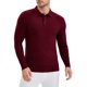 thumbnail image 4 of Polo de punto de manga larga para hombre, color sólido, estilo empresarial, M Burdeos, 4 of 6