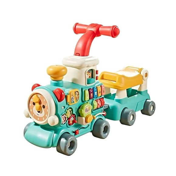 Correpasillo andador trencito musical infantil 5 en 1 Celeste