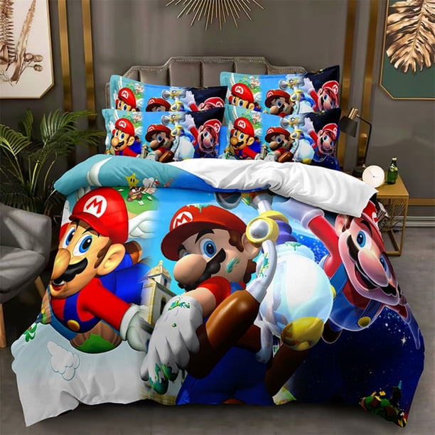 Game Characters Super Mario Bedding Set, Cartoon Mario Duvet Cover Friend Children Boys Girls Kids Hoilday Gift Bed Sheets