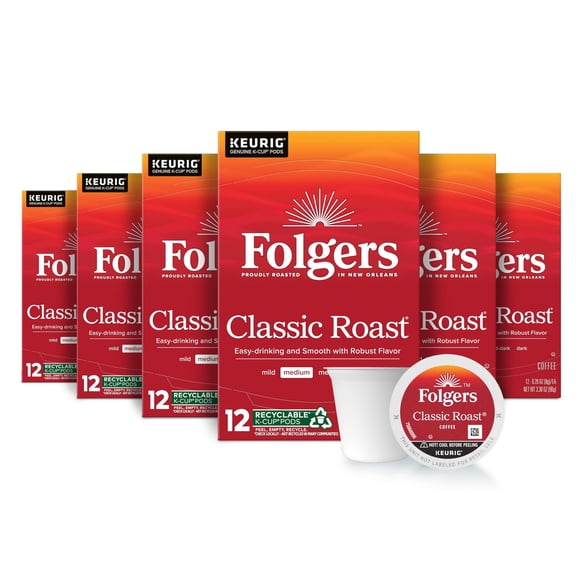 Folgers K-Cups clásico tueste medio, 72 cápsulas K-Cup