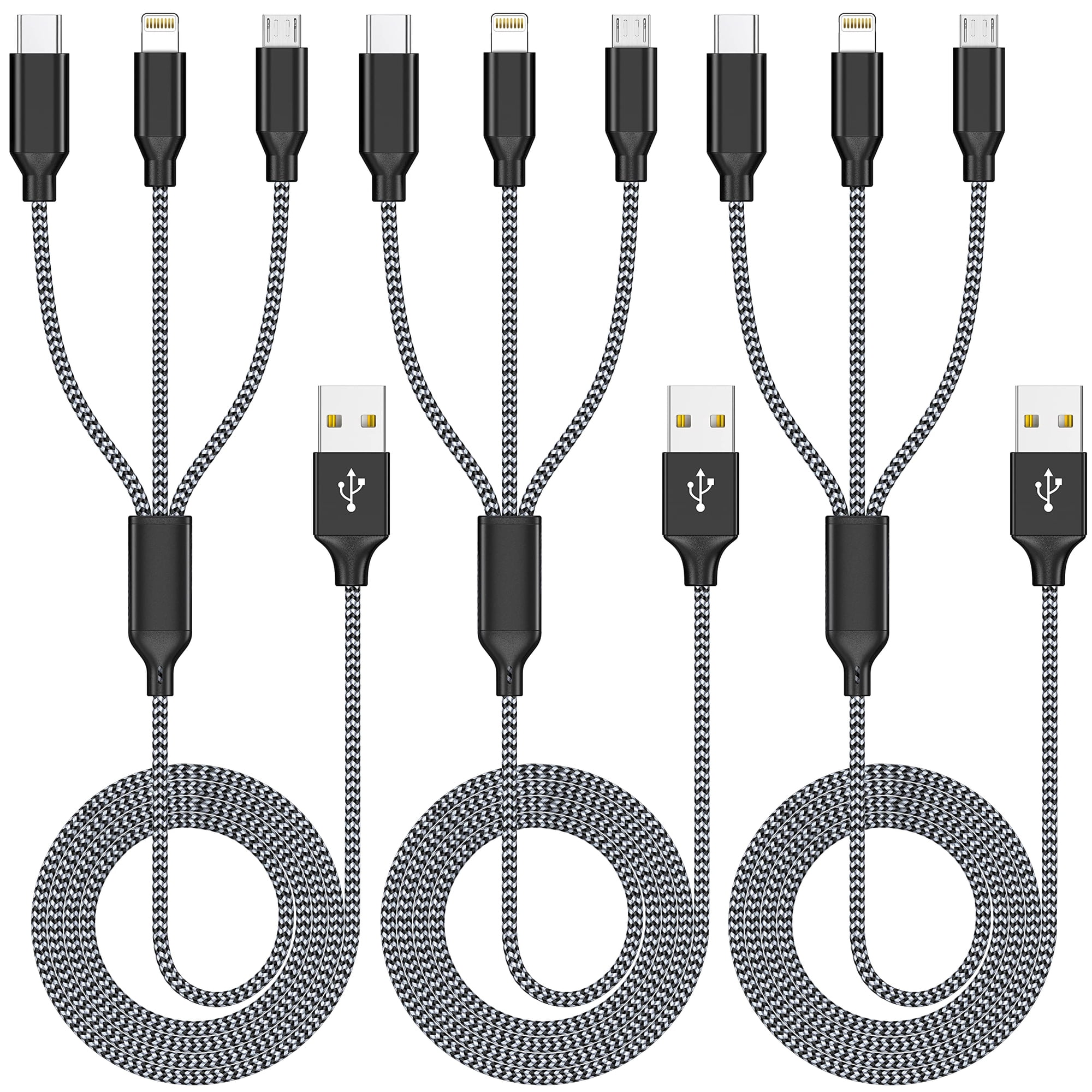 Cable Cargador Xnewcable 3 En 1 Tipo C Micro Lightning De 1,2 M