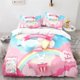 thumbnail image 1 of Cartoon Animal Duvet Cover Cute Rainbow Rabbit Bedding Set Microfiber Wildlife Quilt Cover Size For Girls Boys Kawaii Room Bed Sheets, 1 of 5
