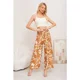 thumbnail image 3 of Pantalon Mujer Palazzo Floreado Tipo Lino Pretina Alta Elasticado 3008, 3 of 3