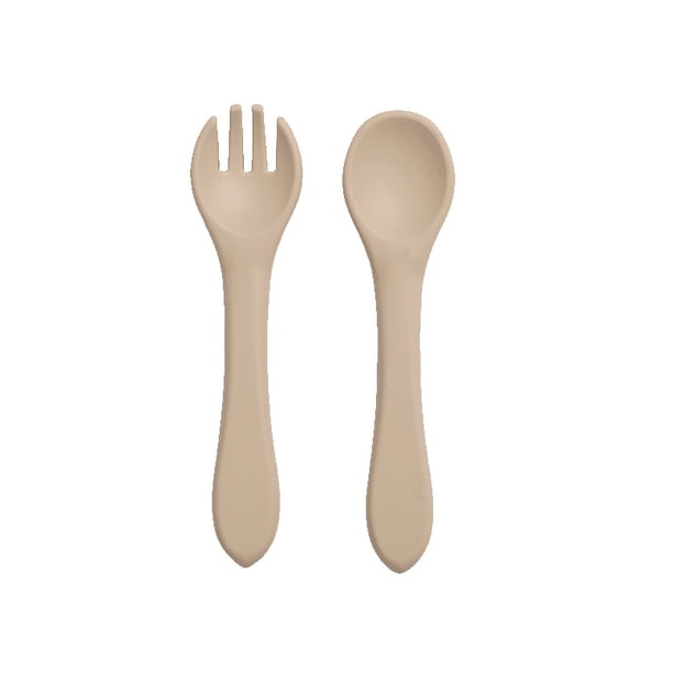 2pcs Baby Tableware Set - BPA Free Silicone, Perfect for Toddler Feeding with Spoon and Fork!