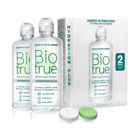 Solución para lentes de contacto Biotrue Hydration Plus, 300 ml (paquete de 2)