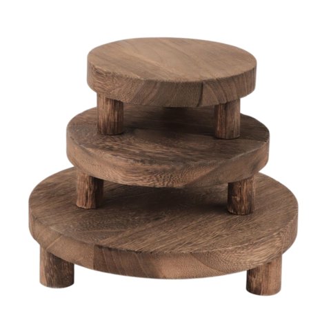 Ioensy - 3 Piezas De Madera Stand De Pantalla De Planta Asaltada Para Pastel De Asado Para La Cocina Casera Marrón Oscuro