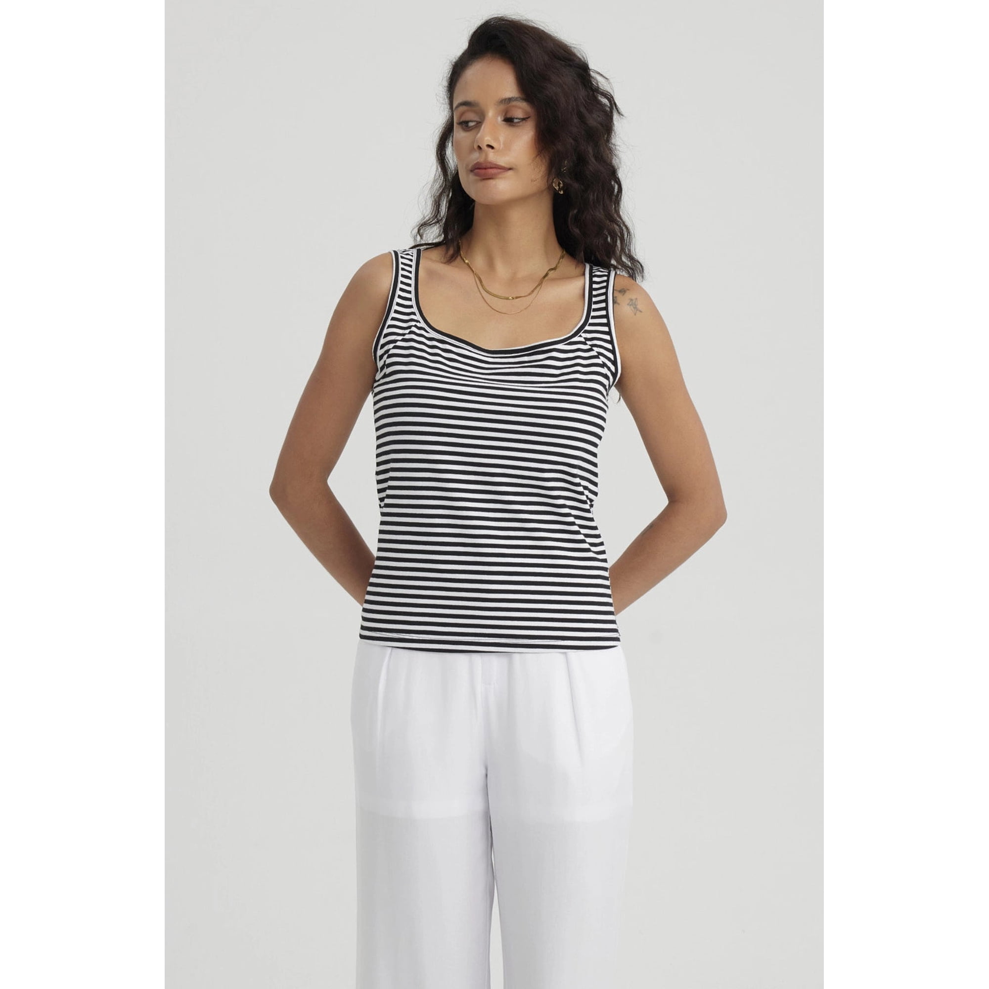 Fashionspark - Polera Mujer Bipack Lisa Blanco / Negro