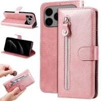 Gangxun - Funda Con Cremallera Para Iphone 17 Pro Max, Carcasa Cartera De Cuero Pu Con Soporte Y Tarjetero